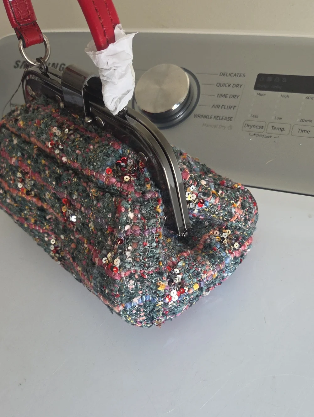 Patricia Nash Conselice Woven Small Frame Convertible Satchel Bag-Lava Red-NWT